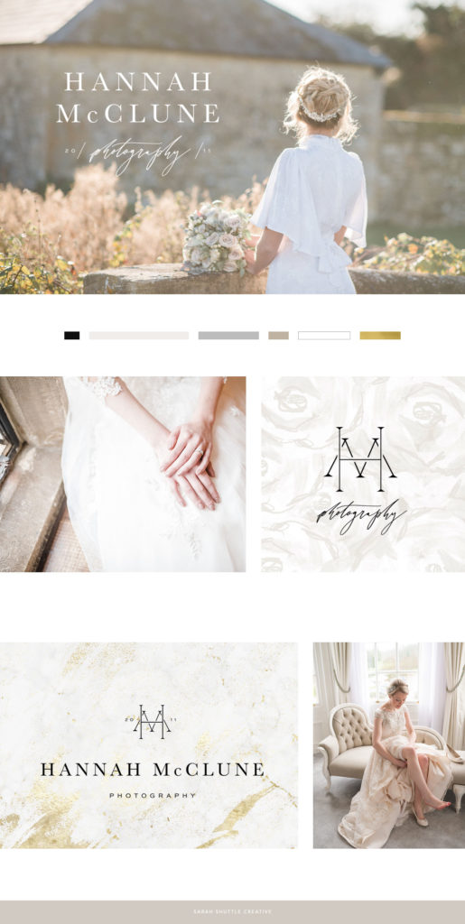 Feminine branding for fine art wedding photographer with logo design and luxury custom web design 